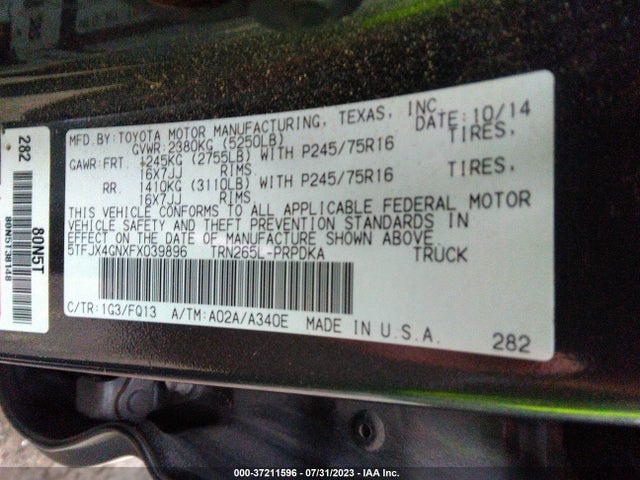 Toyota Tacoma Prerunner 2015 5TFJX4GNXFX039896 Image 9