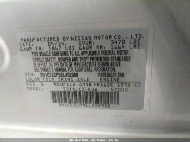 3N1CE2CP9EL432988 Nissan Versa Note S Plus