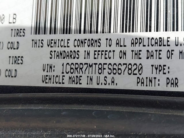 1C6RR7MT8FS667820 RAM 1500 Sport