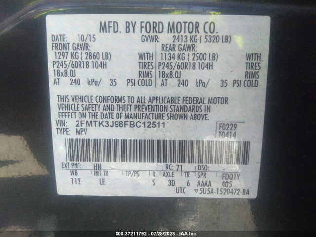 2FMTK3J98FBC12511 Ford EDGE SEL