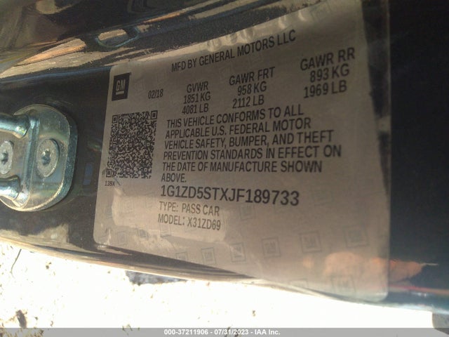 Chevrolet MALIBU LT 2018 1G1ZD5STXJF189733 Image 9