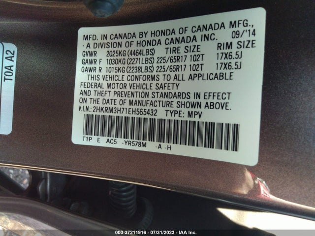 Honda Cr-v Ex-l 2014 2HKRM3H71EH565432 Image 9
