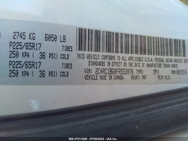 2C4RC1BG0FR552076 Chrysler Town & Country Touring