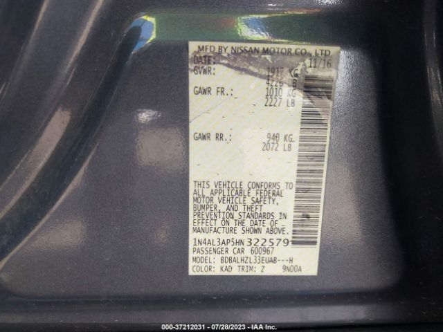 1N4AL3AP5HN322579 Nissan Altima 2.5 Sr