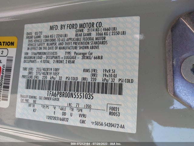 Ford Mustang Mach 1 2022 1FA6P8R00N5551035 Image 9
