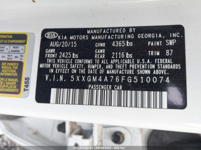 5XXGM4A76FG510074 KIA Optima Lx
