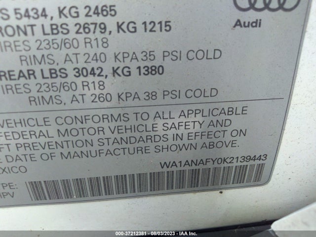 WA1ANAFY0K2139443 Audi Q5 45 Premium