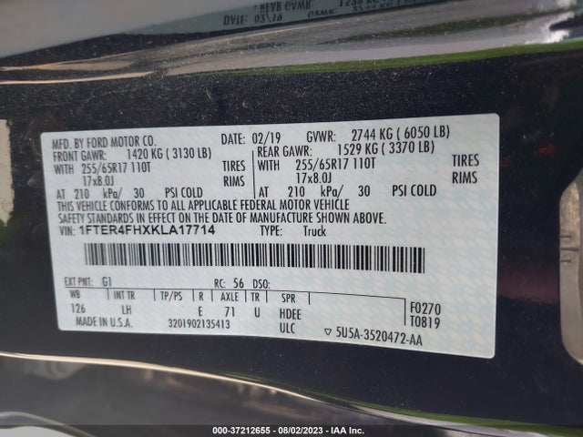 1FTER4FHXKLA17714 Ford Ranger Xl/xlt/lariat