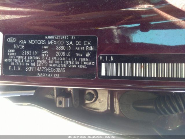 3KPFL4A75HE069886 KIA FORTE LX