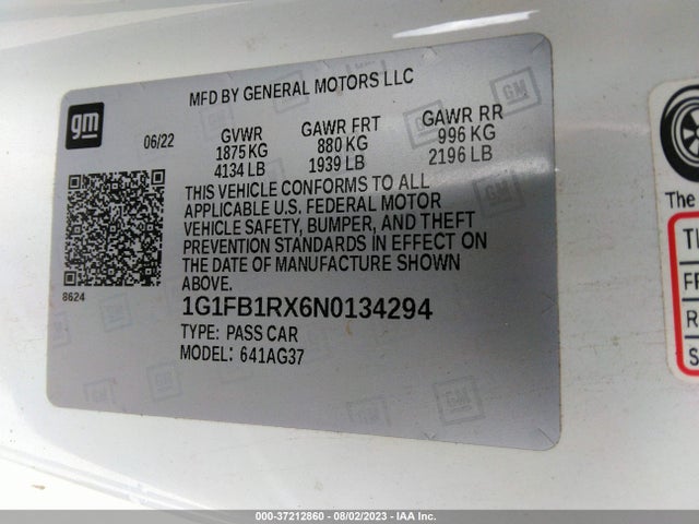 Chevrolet Camaro 1lt 2022 1G1FB1RX6N0134294 Image 9