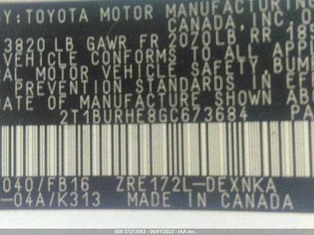 Toyota 2zr-fe 2016 2T1BURHE8GC673684 Image 26