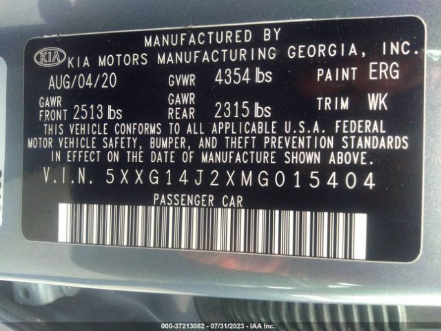 5XXG14J2XMG015404 KIA K5 LXS