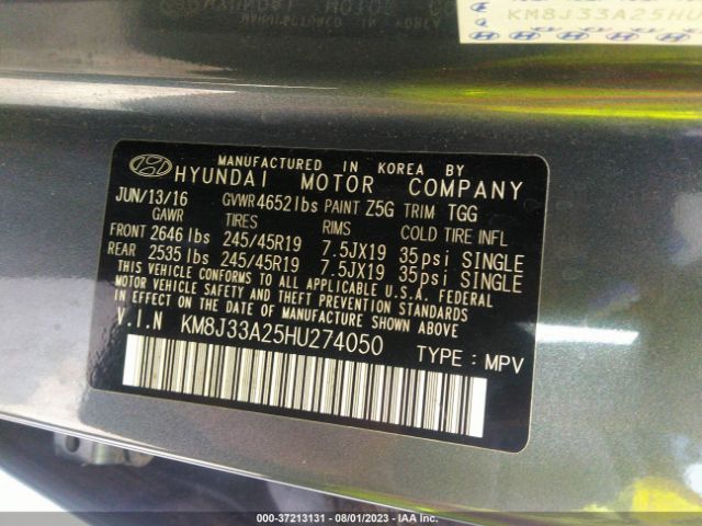 KM8J33A25HU274050 Hyundai Tucson Sport