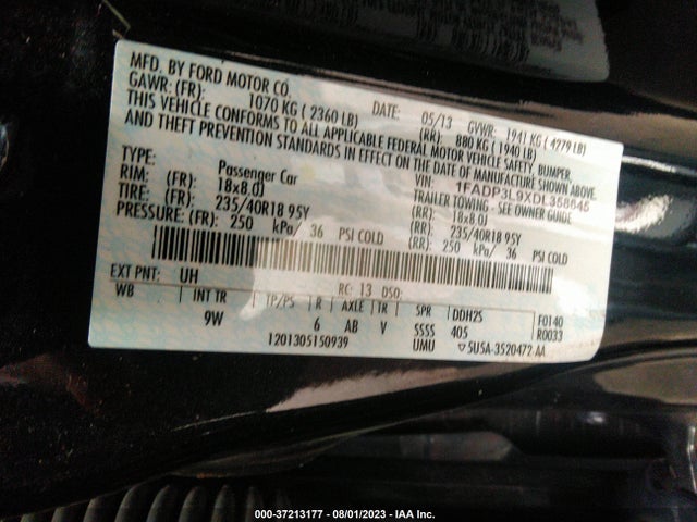 2013 FORD FOCUS ST VIN: 1FADP3L9XDL358645