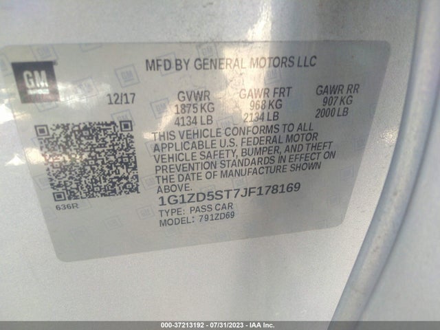 Chevrolet MALIBU LT 2018 1G1ZD5ST7JF178169 Image 9
