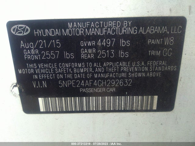 Hyundai Sonata 2.4l Se 2016 5NPE24AF4GH292632 Image 10