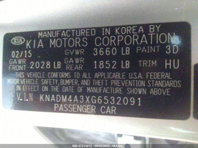 KNADM4A3XG6532091 KIA RIO LX