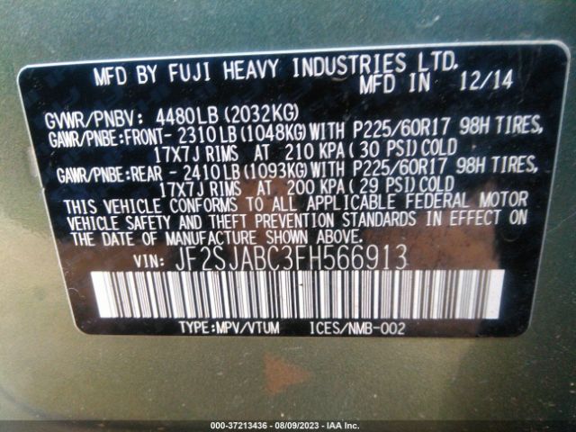 JF2SJABC3FH566913 Subaru Forester 2.5i