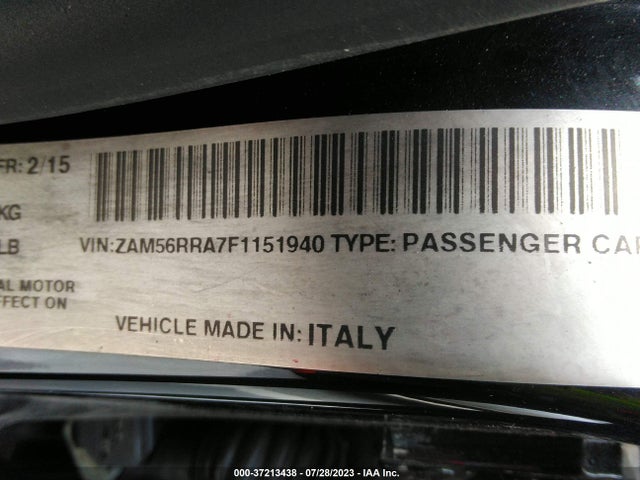 2015 Maserati Quattroporte, VIN: ZAM56RRA7F1151940