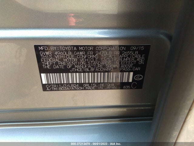 Lexus GS 350 2015 JTHCE1BL8FA009493 Image 9