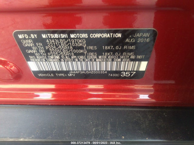 JA4AP3AU5HZ000354 Mitsubishi Outlander Sport 2.0