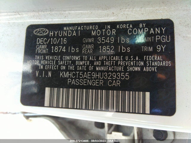 Hyundai ACCENT SE 2017 KMHCT5AE9HU329355 Image 9