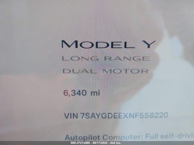 7SAYGDEEXNF558220 Tesla Model Y Long Range