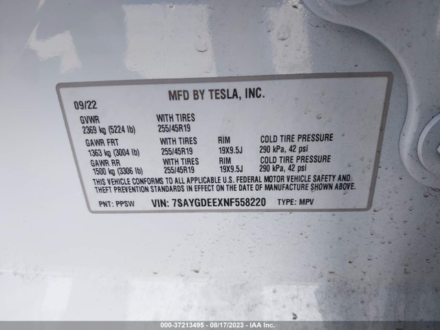 7SAYGDEEXNF558220 Tesla Model Y Long Range