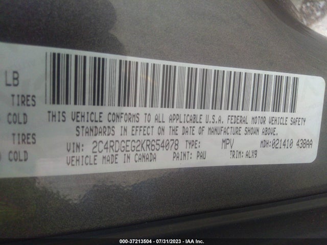 Dodge Grand Caravan Gt 2019 2C4RDGEG2KR654078 Image 9