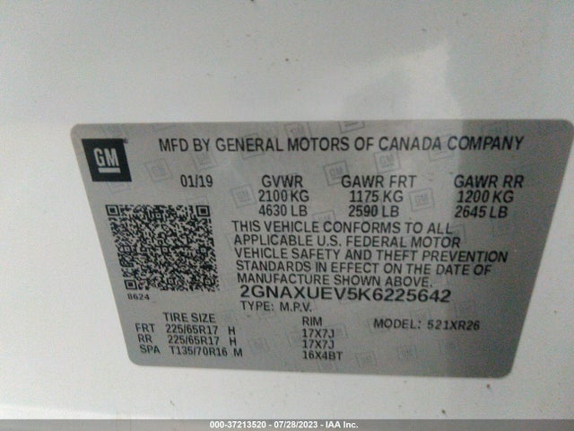 Chevrolet EQUINOX LT 2019 2GNAXUEV5K6225642 Image 9