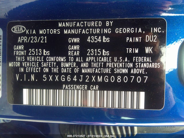 KIA K5 Gt-line 2021 5XXG64J2XMG080707 Image 9