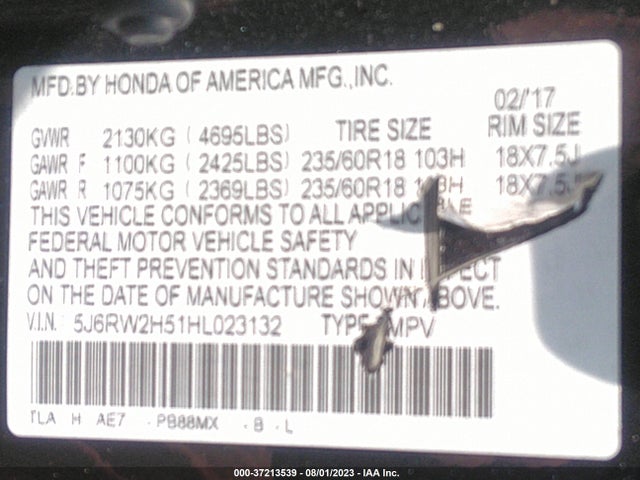 Honda CR-V EX 2017 5J6RW2H51HL023132 Image 9