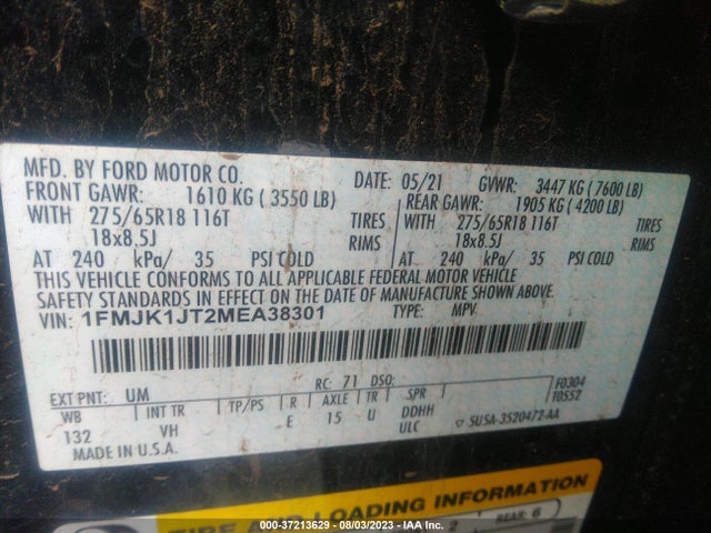 Ford Expedition Xlt Max 2021 1FMJK1JT2MEA38301 Image 9