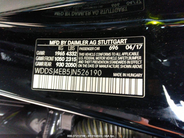 2018 MERCEDES-BENZ CLA CLA 250 VIN: WDDSJ4EB5JN526190