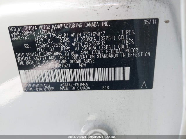 Toyota Rav4 Xle 2014 2T3RFREV5EW184921 Image 15