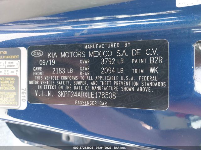 3KPF24ADXLE178538 KIA Forte Lxs