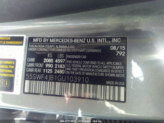 55SWF4JB1GU103910 Mercedes-Benz C-class C 300