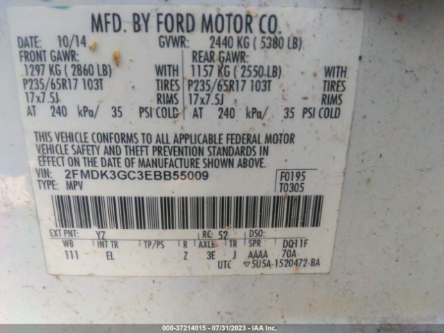 2FMDK3GC3EBB55009 Ford EDGE SE