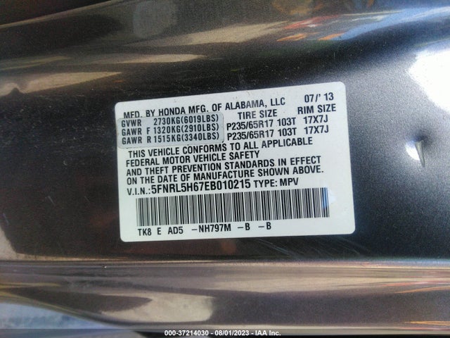 Honda Odyssey Ex-l 2014 5FNRL5H67EB010215 Image 9
