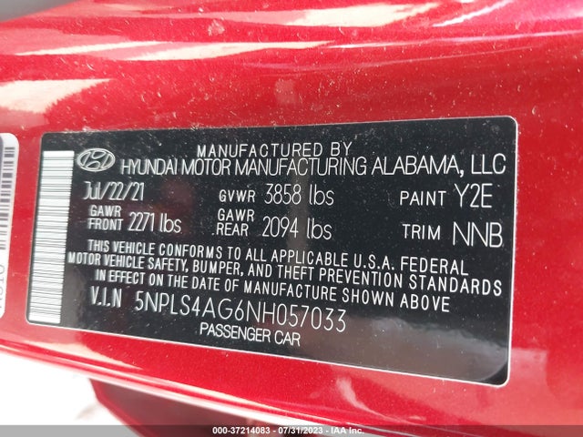 Hyundai ELANTRA SEL 2022 5NPLS4AG6NH057033 Image 9