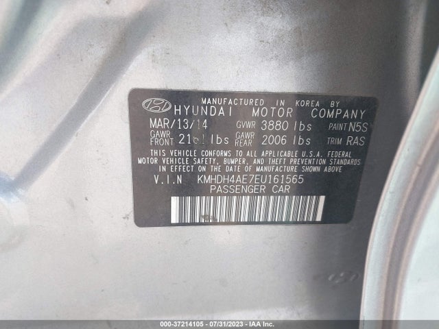 2014 HYUNDAI ELANTRA SE VIN: KMHDH4AE7EU161565