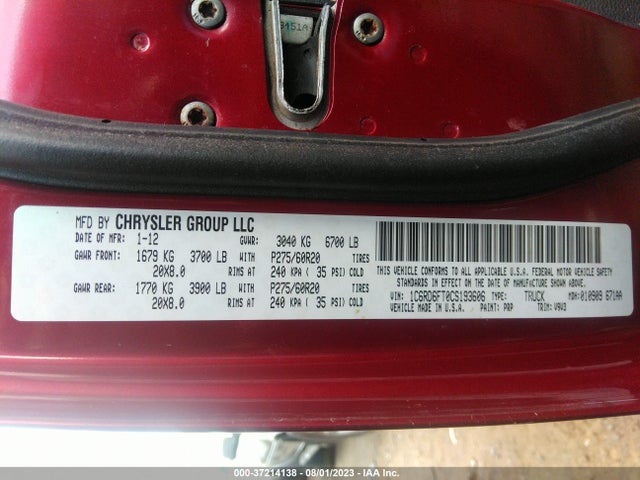 2012 RAM 1500 EXPRESS VIN: 1C6RD6FT0CS193606