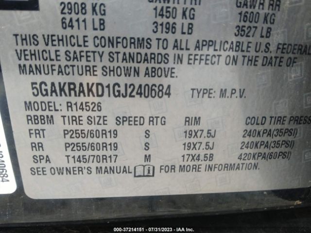 5GAKRAKD1GJ240684 Buick Enclave Convenience