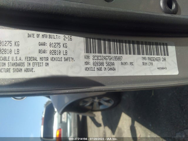 Dodge Challenger Sxt 2016 2C3CDZAG7GH195087 Image 9