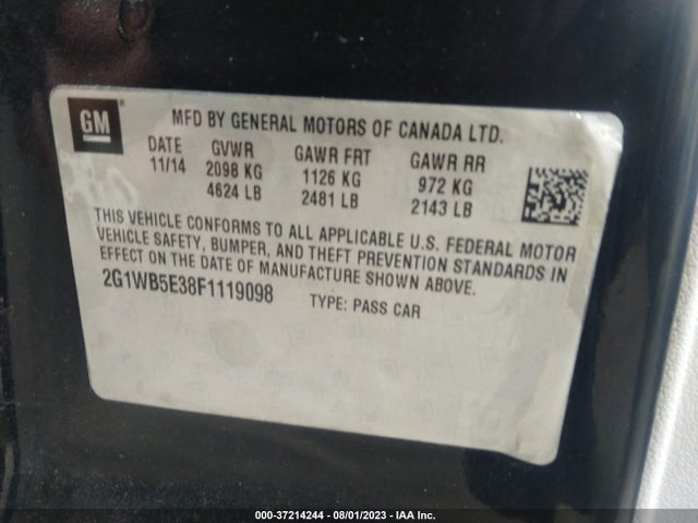 Chevrolet Impala Limited Lt 2015 2G1WB5E38F1119098 Image 9