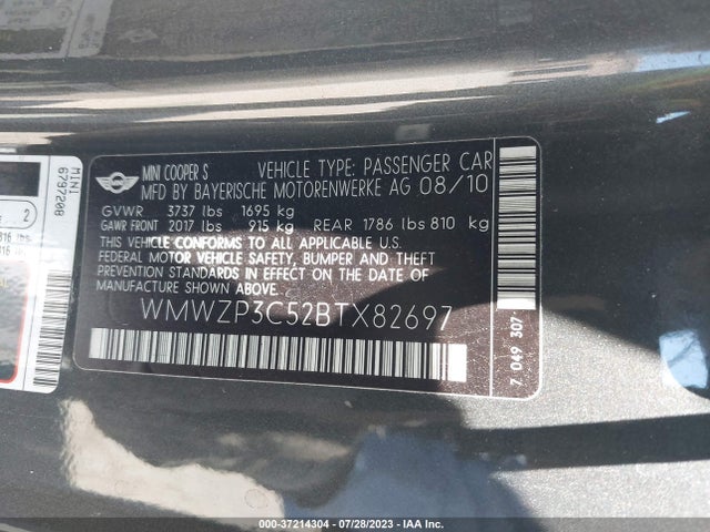 2011 MINI COOPER S WMWZP3C52BTX82697 Photo 8