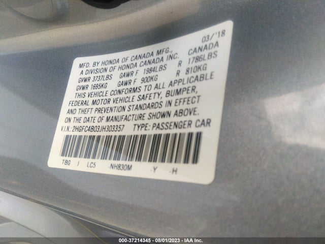 Honda Civic Coupe Lx-p 2018 2HGFC4B03JH303357 Image 15