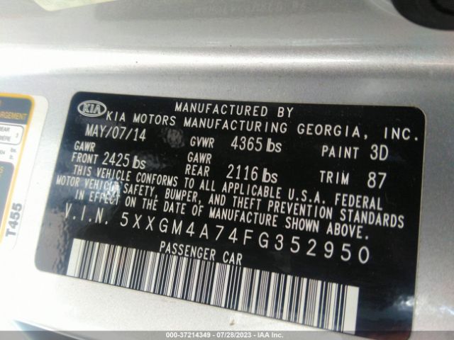 5XXGM4A74FG352950 KIA Optima Lx