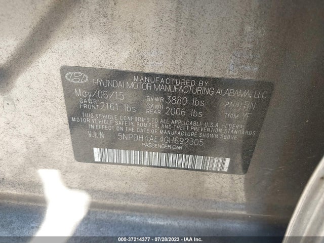 Hyundai ELANTRA SE 2016 5NPDH4AE4GH692305 Image 9