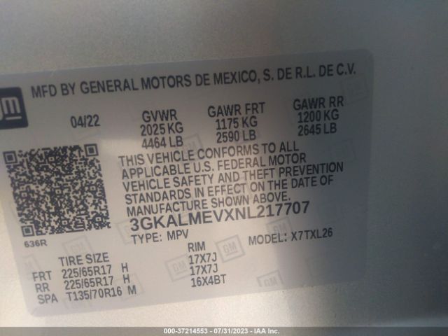3GKALMEVXNL217707 GMC Terrain Sle